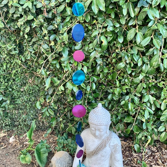 Long 38” Blue Purple Round Glass Mirror Door Hanging Garland Strand Window Decor - Picture 4 of 9